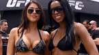 Arianny Celeste e Chandella Powell, as octagon girls do UFC, estiveram presentes no treino aberto do UFC Rio realizado nesta quarta-feira, dia 11, na Praia da Barra